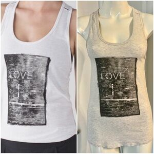 Lululemon Superb Graphic LOVE Tank Top in Heathered White Size 4 Approximately
